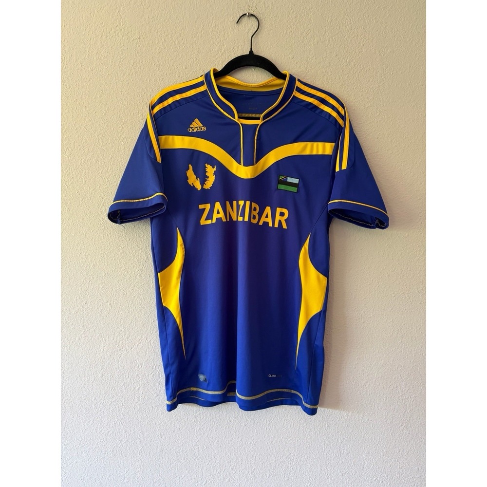 Adidas Slim Fit Zanzibar Mens‎ National Football Team Jersey  Futbol Blue L